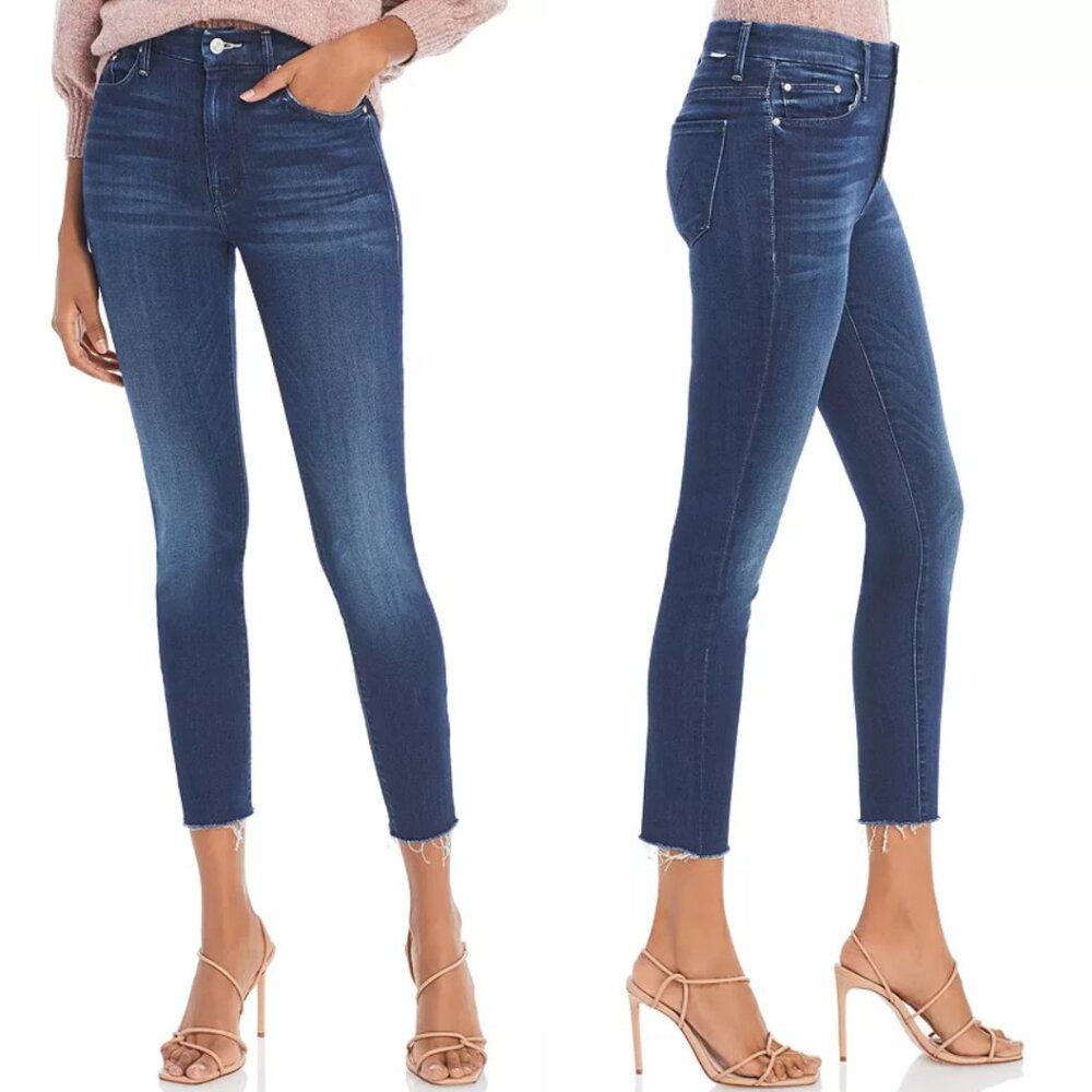 MOTHER Looker High Rise Ankle Fray Skinny Jeans in Tongue and‎ Chic